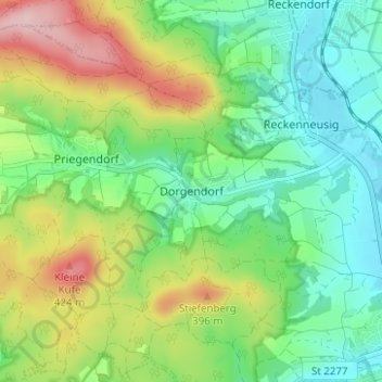 Topografische Karte Dorgendorf, Höhe, Relief