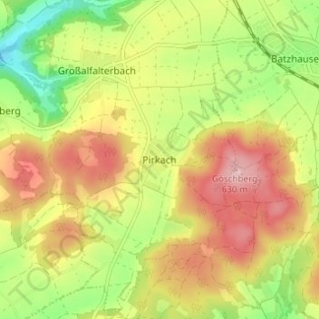 Topografische Karte Pirkach, Höhe, Relief
