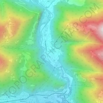 Topografische Karte Avegno, Höhe, Relief