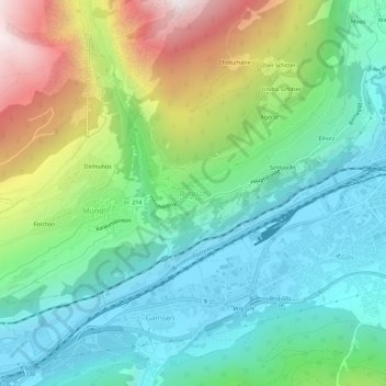 Topografische Karte Birgisch, Höhe, Relief