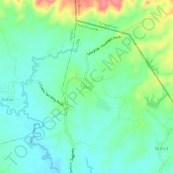 Topografische Karte Tibag, Höhe, Relief