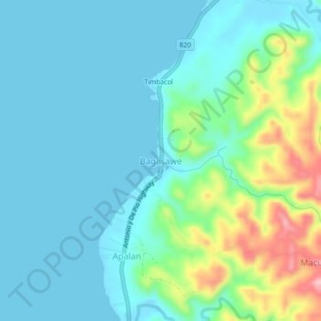 Topografische Karte Bagasawe, Höhe, Relief