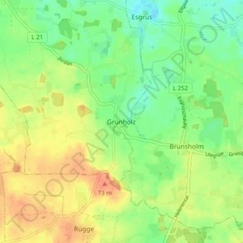 Topografische Karte Grünholz, Höhe, Relief