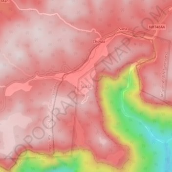 Topografische Karte Surla, Höhe, Relief