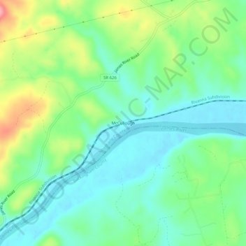 Topografische Karte McCullough, Höhe, Relief
