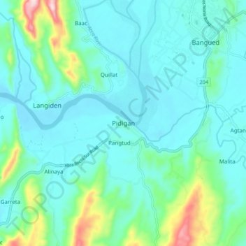 Topografische Karte Pidigan, Höhe, Relief