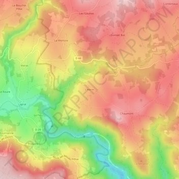 Topografische Karte L'Herm, Höhe, Relief