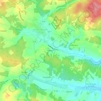 Topografische Karte Gagnole, Höhe, Relief