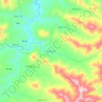 Topografische Karte 施家沟村, Höhe, Relief