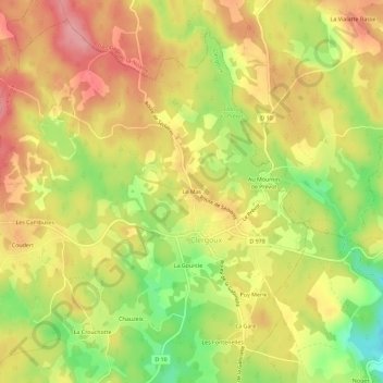 Topografische Karte Le Mas, Höhe, Relief