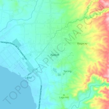Topografische Karte Alabel, Höhe, Relief