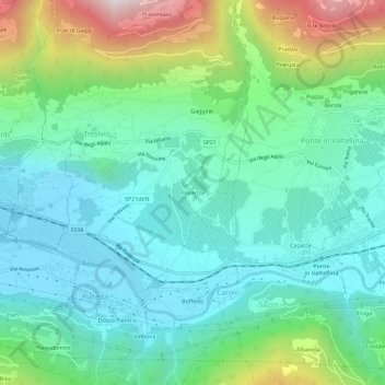 Topografische Karte Fiorenza, Höhe, Relief