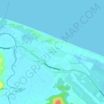 Topografische Karte Tokitok, Höhe, Relief