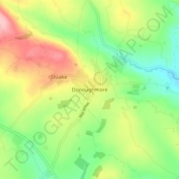 Topografische Karte Donoughmore, Höhe, Relief