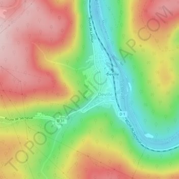 Topografische Karte Terres Rochette, Höhe, Relief