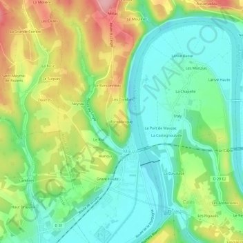 Topografische Karte Fontblanque, Höhe, Relief