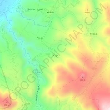 Topografische Karte Zourva, Höhe, Relief