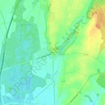 Topografische Karte Arcelot, Höhe, Relief