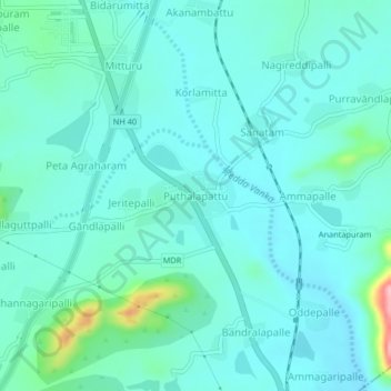 Topografische Karte Puthalapattu, Höhe, Relief