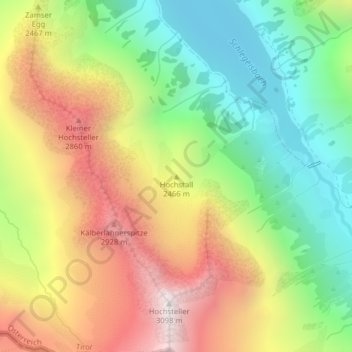 Topografische Karte Hochstall, Höhe, Relief
