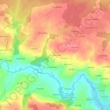 Topografische Karte Chez les Simon, Höhe, Relief