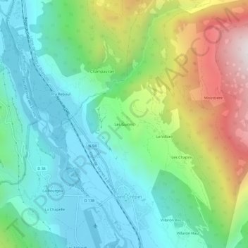 Topografische Karte Les Guions, Höhe, Relief