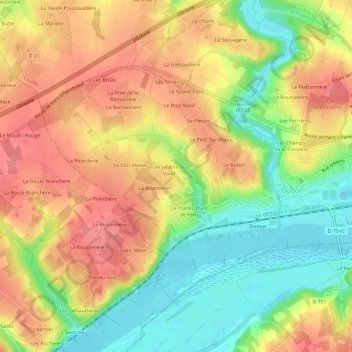 Topografische Karte Le Vaud, Höhe, Relief