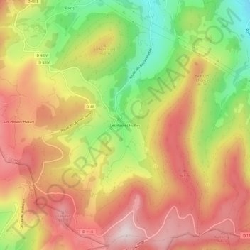 Topografische Karte Les Basses Huttes, Höhe, Relief