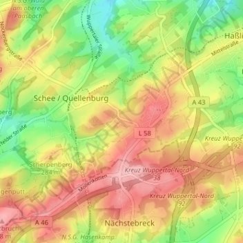 Topografische Karte Halloh, Höhe, Relief