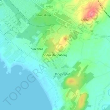 Topografische Karte Södra Mannaberg, Höhe, Relief