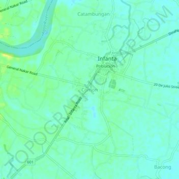 Topografische Karte Comon, Höhe, Relief