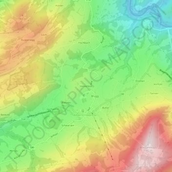 Topografische Karte Hinterfeld, Höhe, Relief