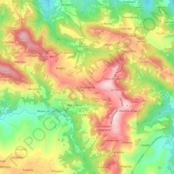 Topografische Karte Cà La Bocca, Höhe, Relief