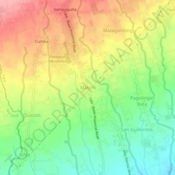 Topografische Karte Mabini, Höhe, Relief