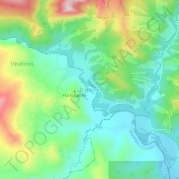 Topografische Karte El Hatico, Höhe, Relief