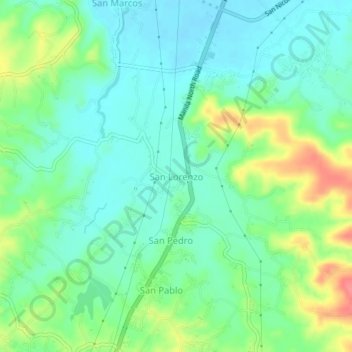 Topografische Karte San Lorenzo, Höhe, Relief