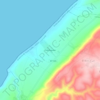 Topografische Karte Club Evasion, Höhe, Relief