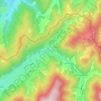Topografische Karte Oberprechtal, Höhe, Relief