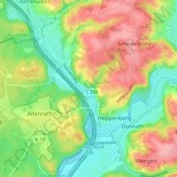 Topografische Karte Meigermühle, Höhe, Relief