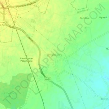 Topografische Karte Shivdaspura, Höhe, Relief