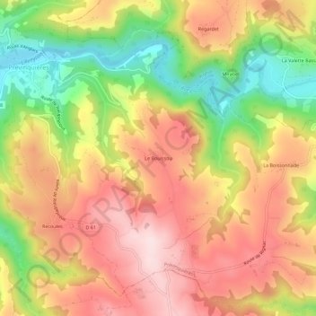 Topografische Karte Le Bouissou, Höhe, Relief