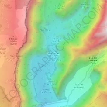 Topografische Karte Roche Plate, Höhe, Relief
