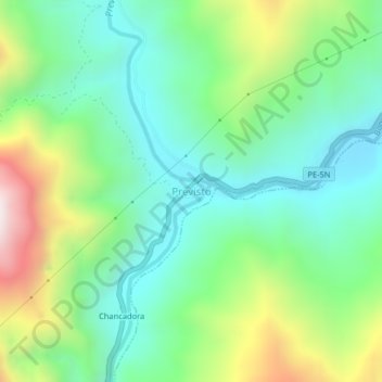 Topografische Karte Previsto, Höhe, Relief
