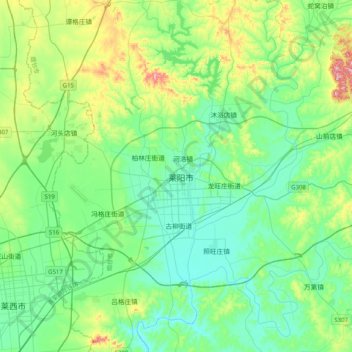 Topografische Karte 莱阳市, Höhe, Relief