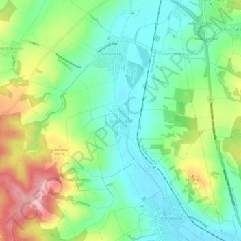Topografische Karte Dietersdorf, Höhe, Relief