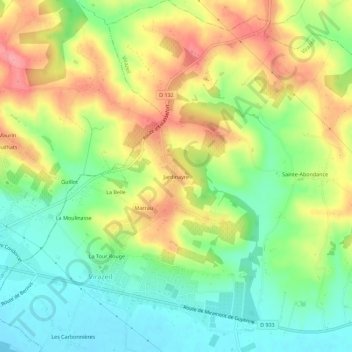 Topografische Karte Jardinayre, Höhe, Relief