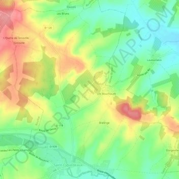 Topografische Karte Cougoussac, Höhe, Relief