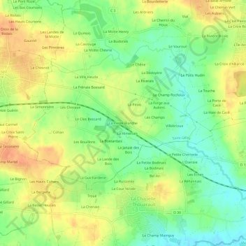 Topografische Karte La Pierre Blanche, Höhe, Relief