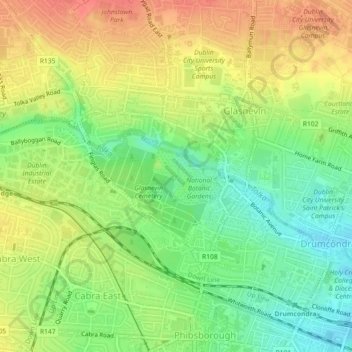 Topografische Karte Yew, Höhe, Relief