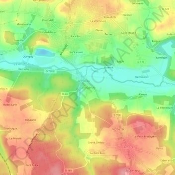 Topografische Karte Lann Gannec, Höhe, Relief